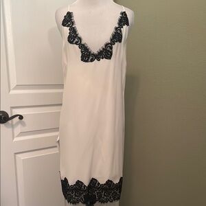 BCBGMaxAzria Black and White Lace Chemise Dress